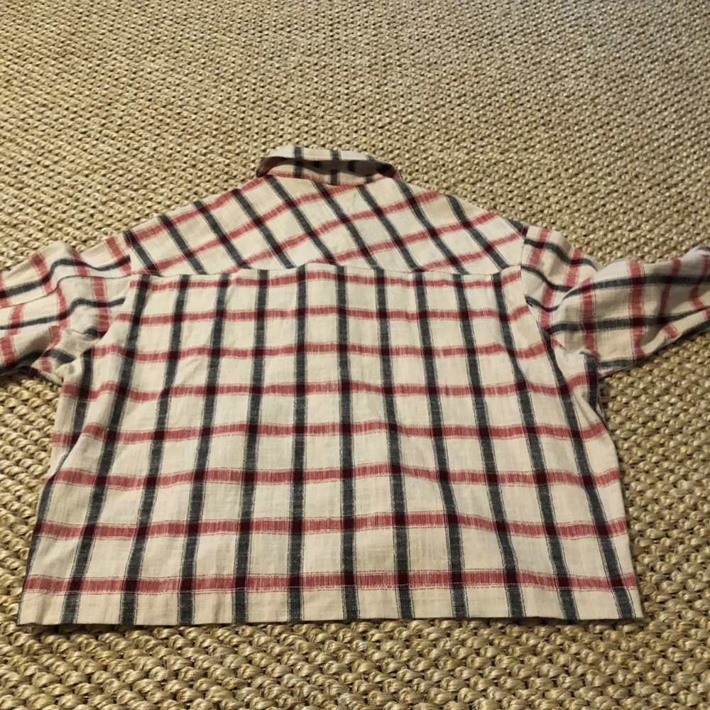 Zara Italian Fabric Oversized Shirt Jacket in Cream/Red Plaid Size L - Picture 5 of 5